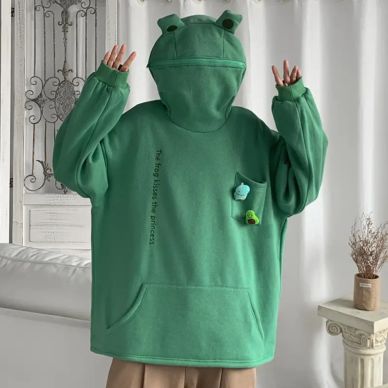 Men's White Hooded Pullover Sweater Winter Coat