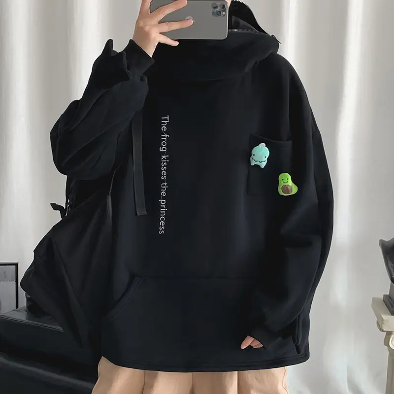 Men's White Hooded Pullover Sweater Winter Coat