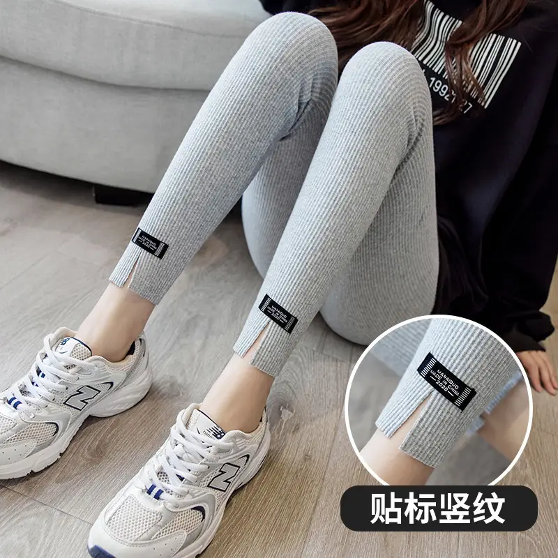 Women Slim Fit Winter Grey Leggings Korean Style - Image 5