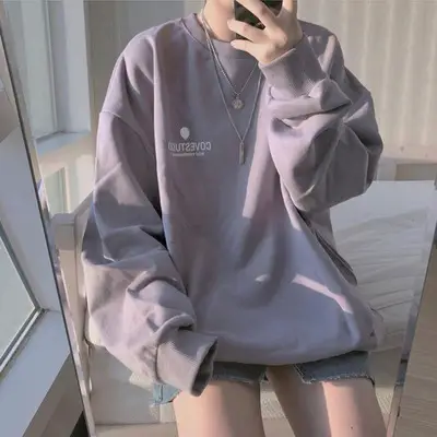 Women Black Loose Fit Sweatshirt 2025