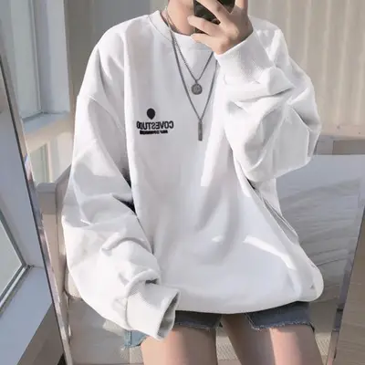 Women Black Loose Fit Sweatshirt 2025