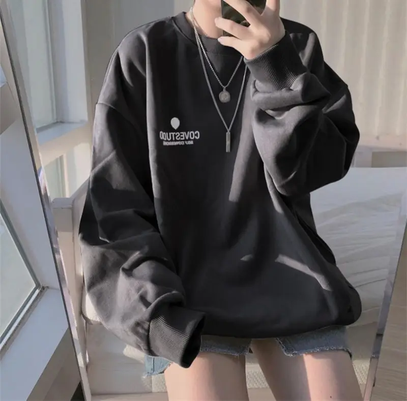 Women Black Loose Fit Sweatshirt 2025 — feature 10
