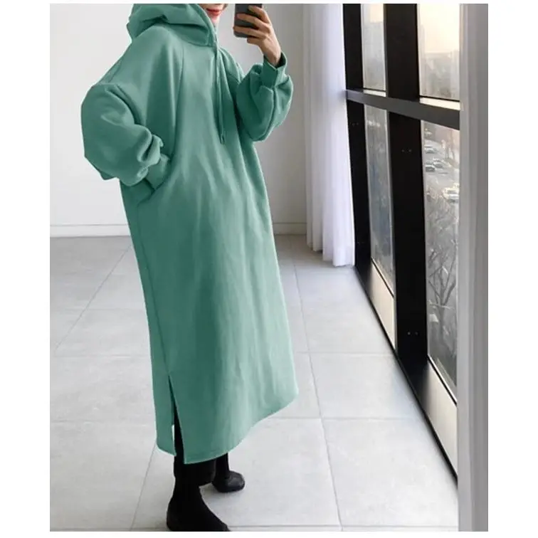 2023 Fleece Mid-Length Hoodie Green - Image 7