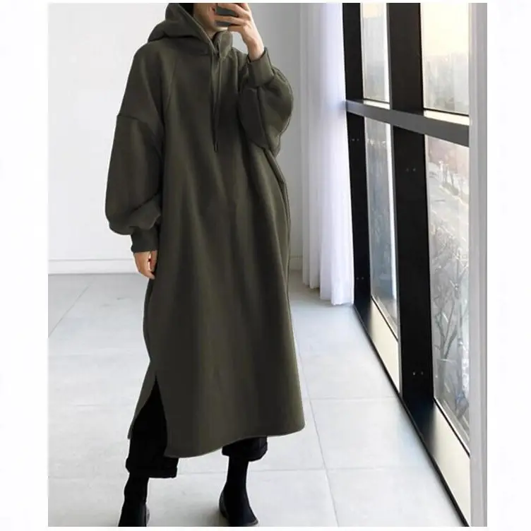 2023 Fleece Mid-Length Hoodie Green - Image 8