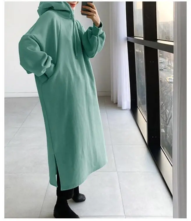 2023 Fleece Mid-Length Hoodie Green - Image 3