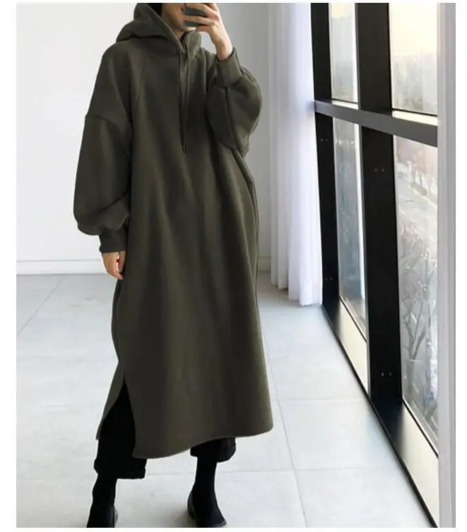 2023 Fleece Mid-Length Hoodie Green - Image 4