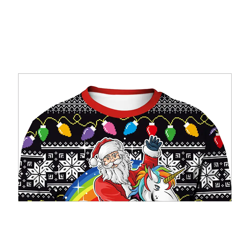 2024 Christmas Santa Digital Print Pullover Top - Image 3