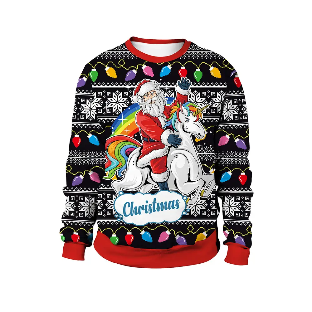 2024 Christmas Santa Digital Print Pullover Top - Image 6