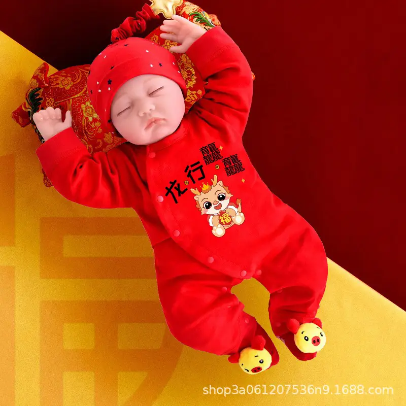 Red Cotton Dragon Baby Long Sleeve Jumpsuit for Baby - Image 8