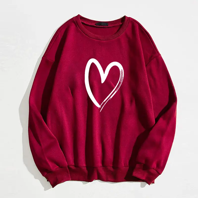 Grey Heart Print Sweatshirt for Women Plus Size - Image 7
