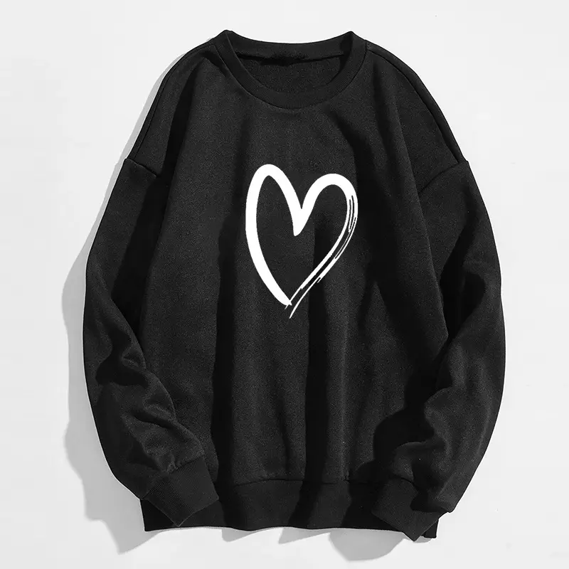 Grey Heart Print Sweatshirt for Women Plus Size - Image 8
