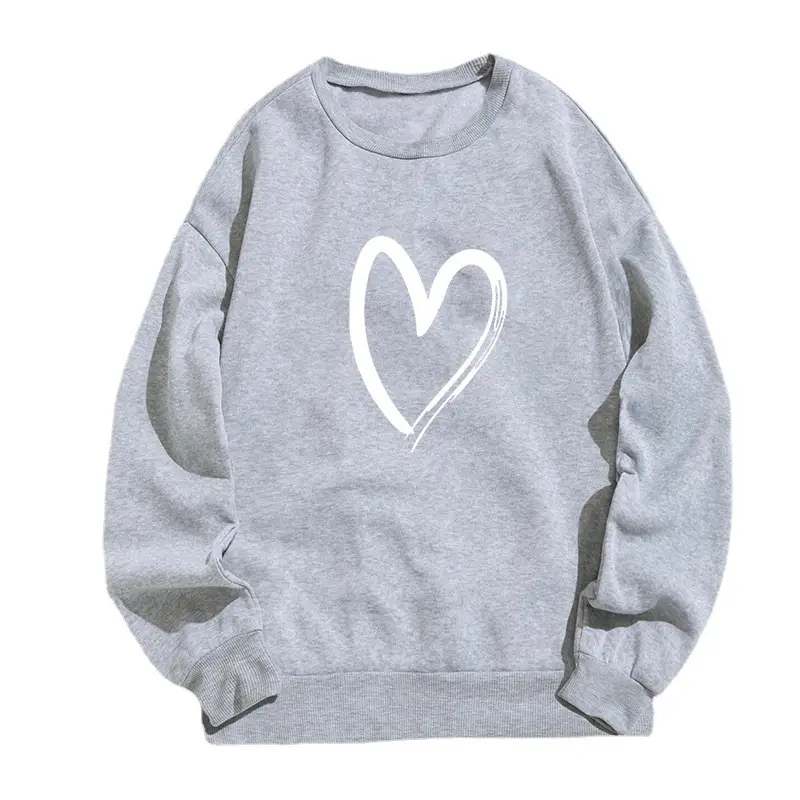 Grey Heart Print Sweatshirt for Women Plus Size - Image 10