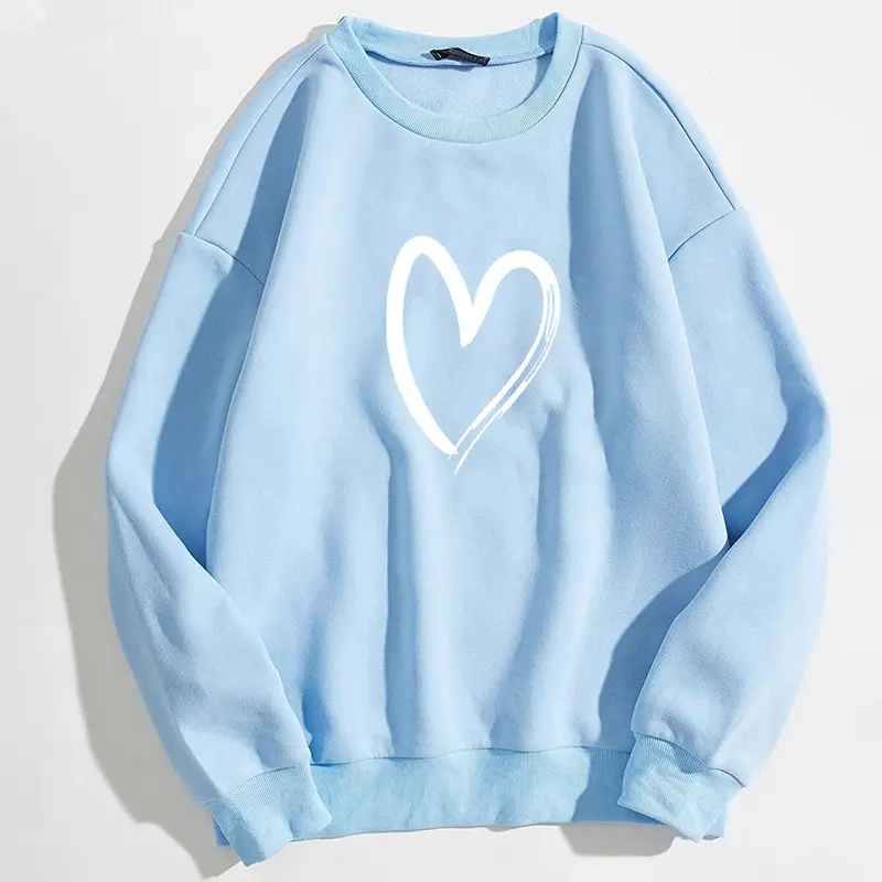Grey Heart Print Sweatshirt for Women Plus Size - Image 4