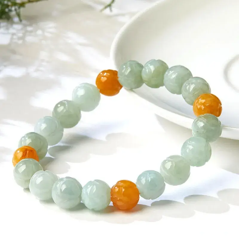 Lotus Jade Beads Bracelet for Men Women S1072524