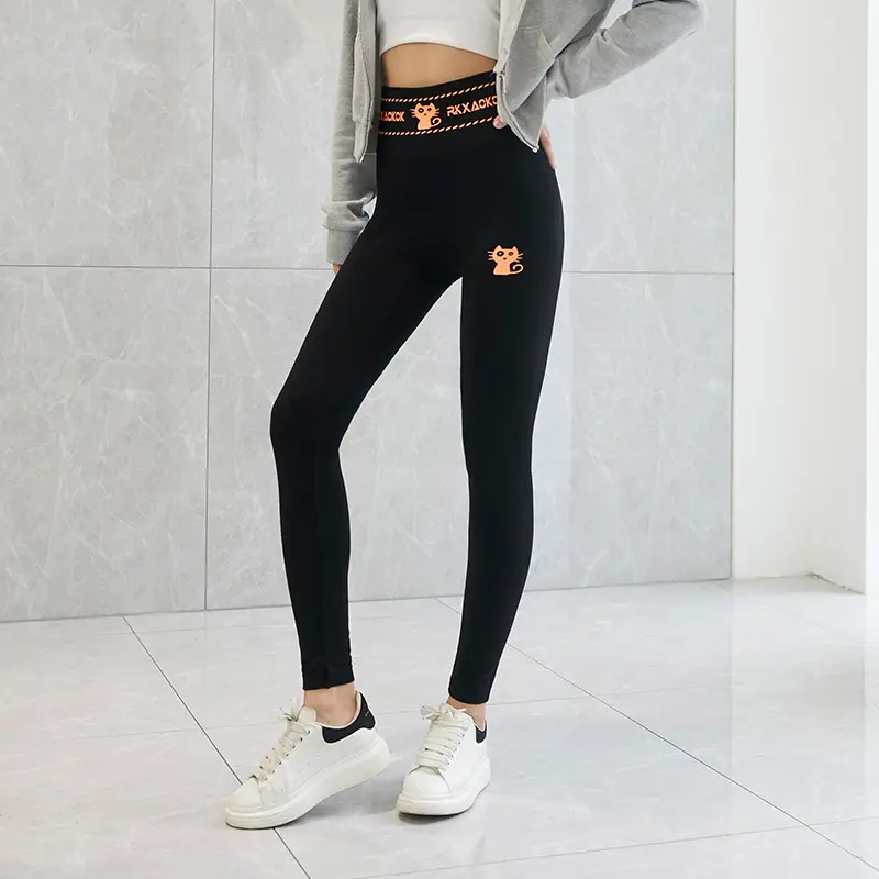 Black Printed High Waist Slim Fit Leggings Yoga Wear