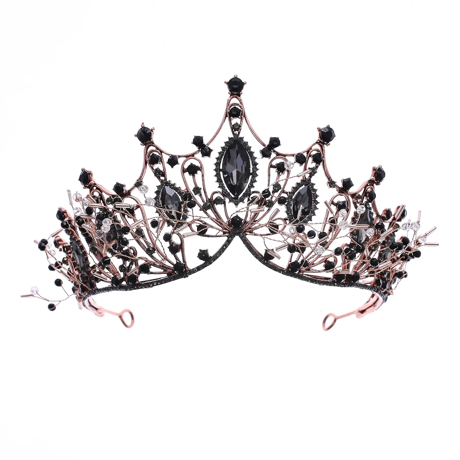 Gold Crystal Flower Crown for Girls Princess Birthday Stage Accessory - Image 7