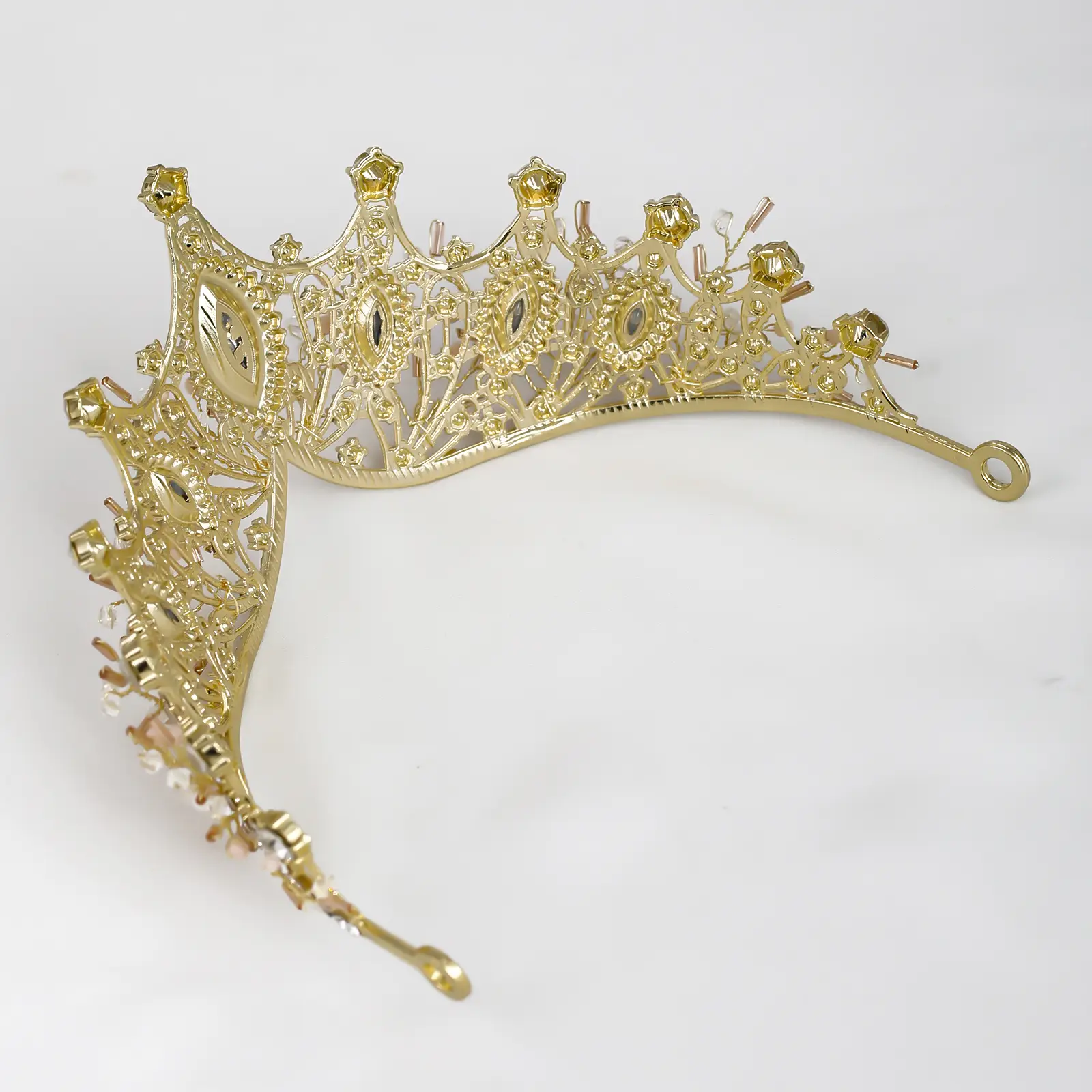 Gold Crystal Flower Crown for Girls Princess Birthday Stage Accessory — feature 12