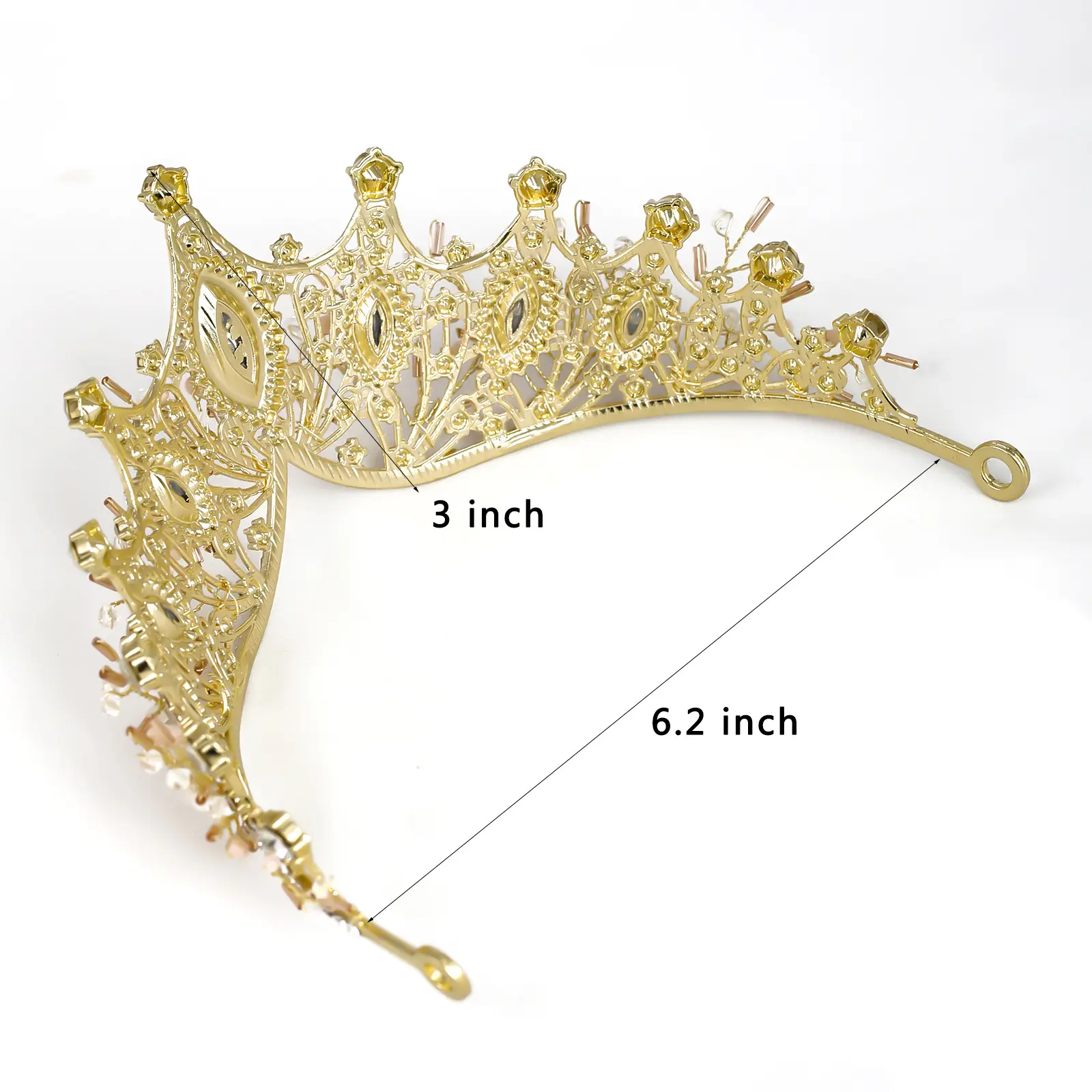 Gold Crystal Flower Crown for Girls Princess Birthday Stage Accessory — feature 14