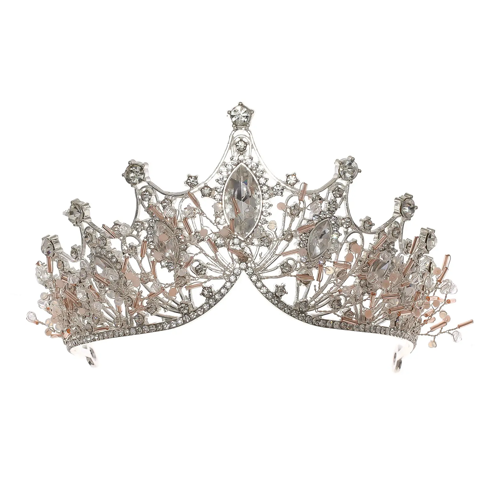 Gold Crystal Flower Crown for Girls Princess Birthday Stage Accessory — feature 2