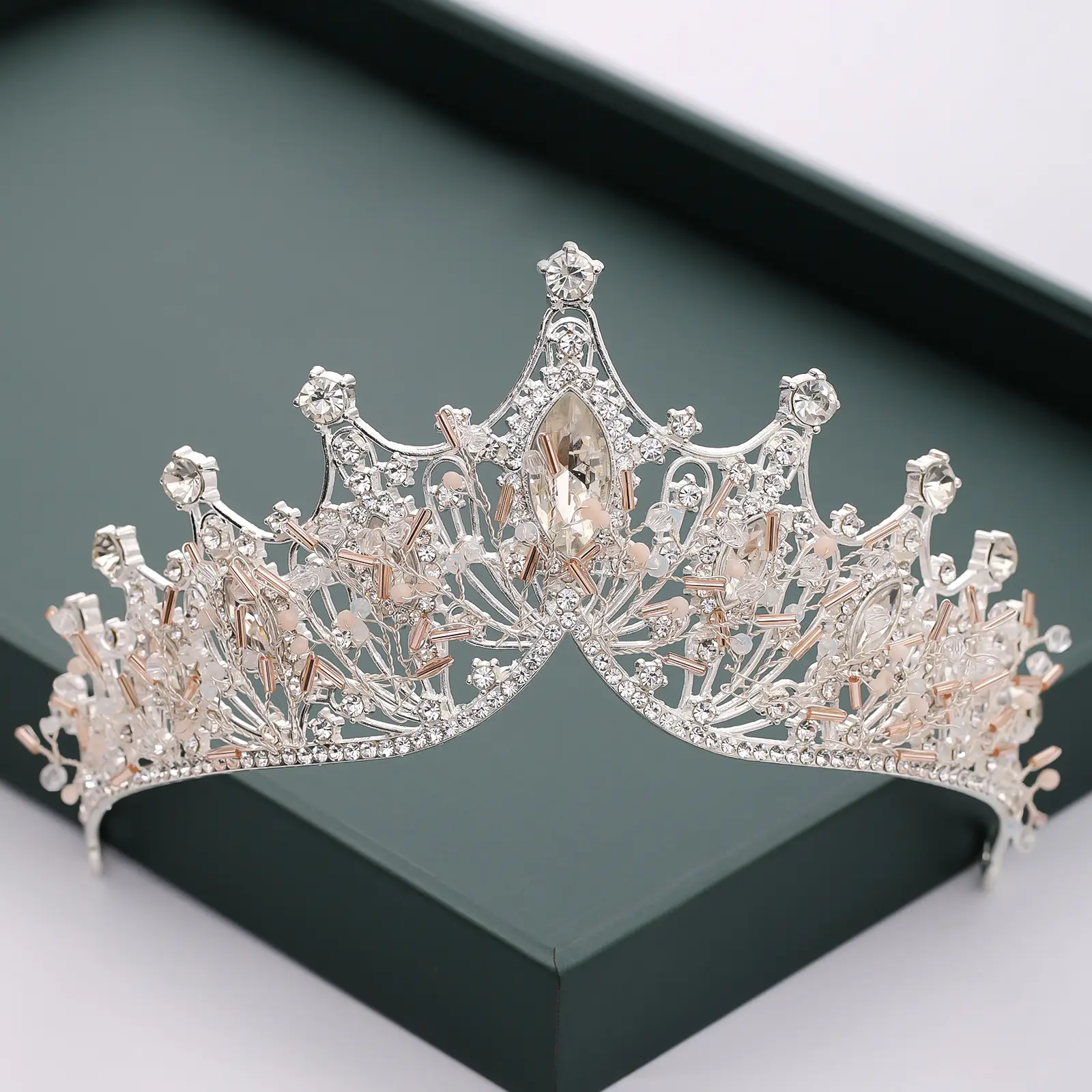 Gold Crystal Flower Crown for Girls Princess Birthday Stage Accessory — feature 3