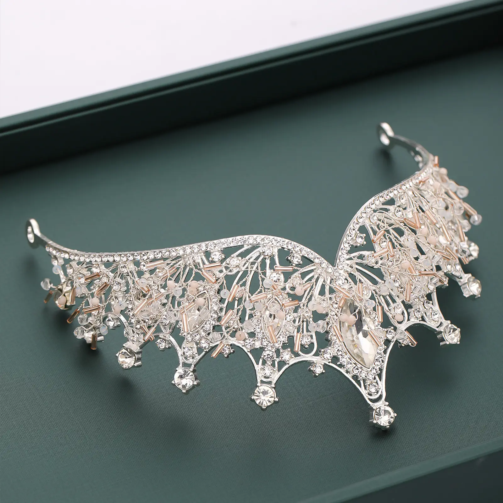 Gold Crystal Flower Crown for Girls Princess Birthday Stage Accessory — feature 5