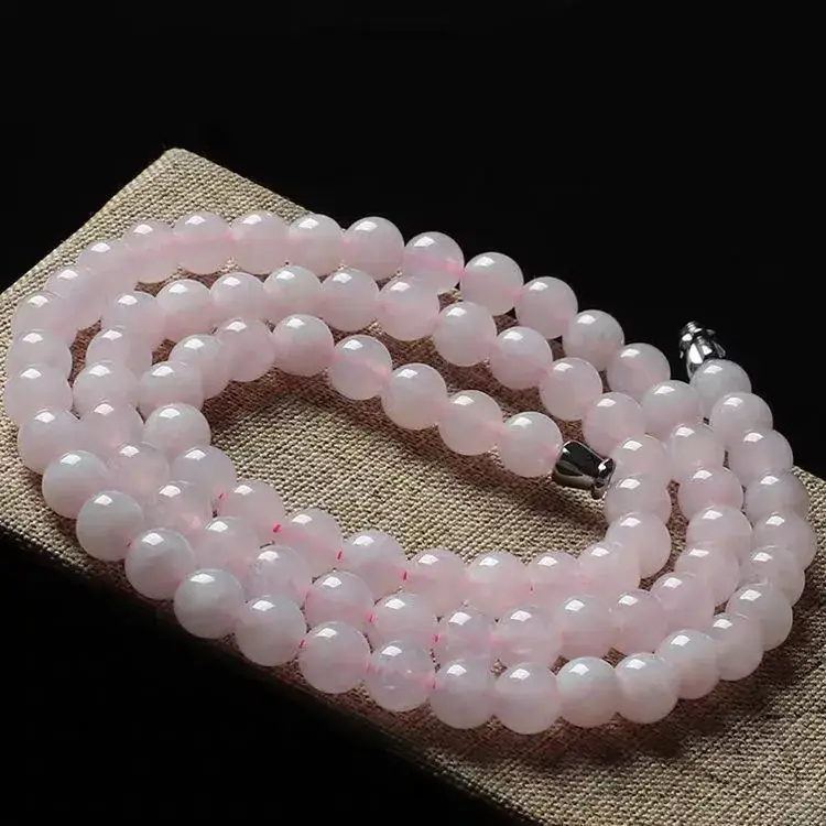 Icy Violet Jade Necklace with Natural Burmese Beads
