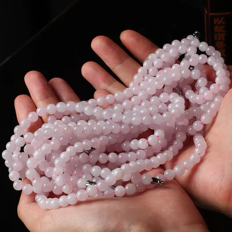 Icy Violet Jade Necklace with Natural Burmese Beads