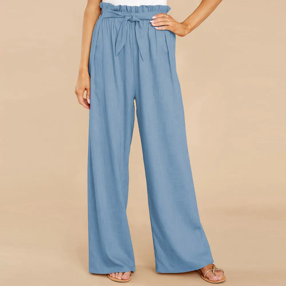 Women's Maroon Loose Cotton Linen Pants Plus Size - Image 7