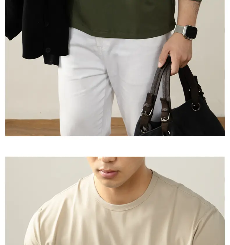 Men Light Luxury Long Sleeve T-Shirt White — feature 25