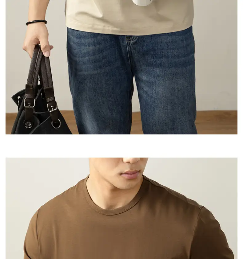 Men Light Luxury Long Sleeve T-Shirt White — feature 28
