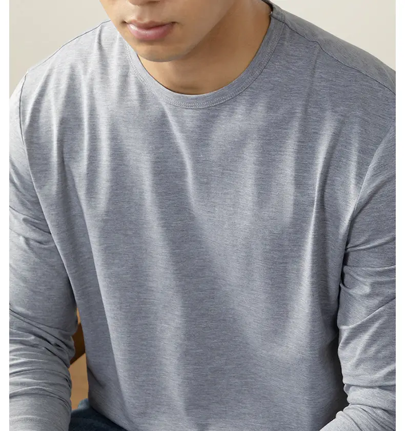 Men Light Luxury Long Sleeve T-Shirt White — feature 39