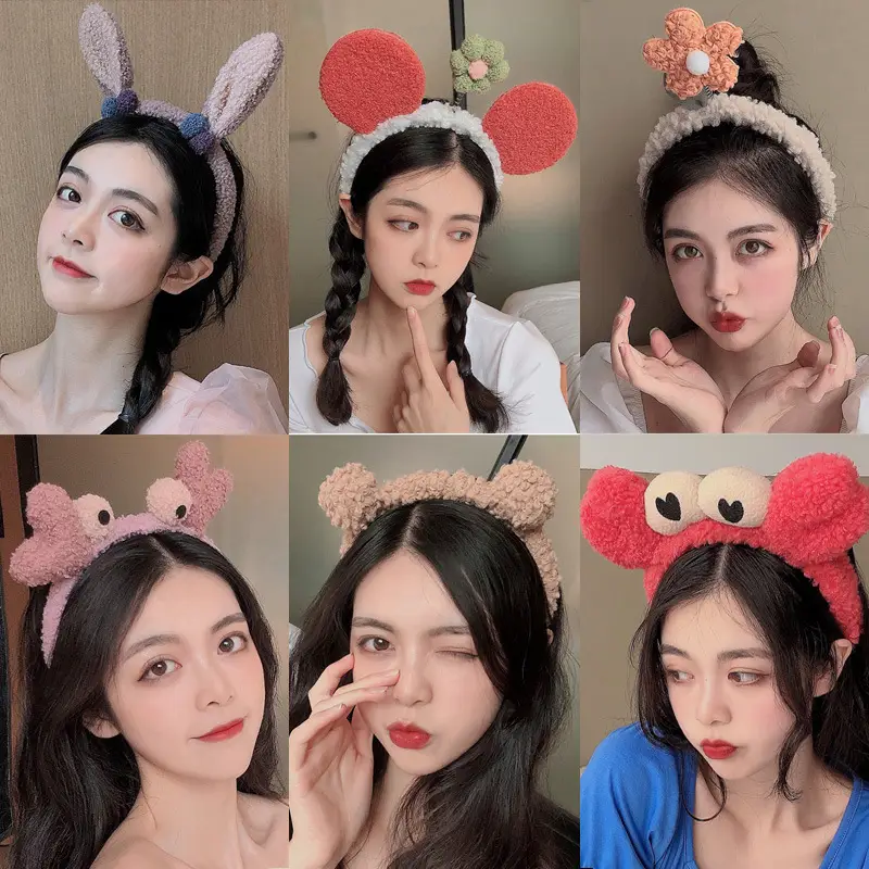 Women's Cute Flower Hair Clip with Fleece Headband - Image 43