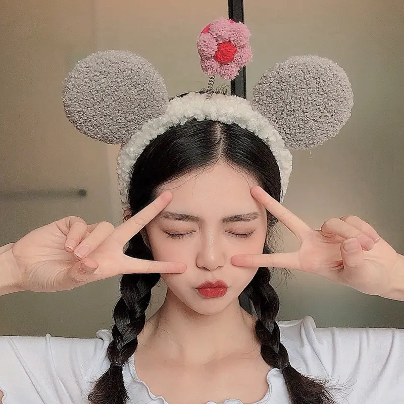 Women's Cute Flower Hair Clip with Fleece Headband - Image 2