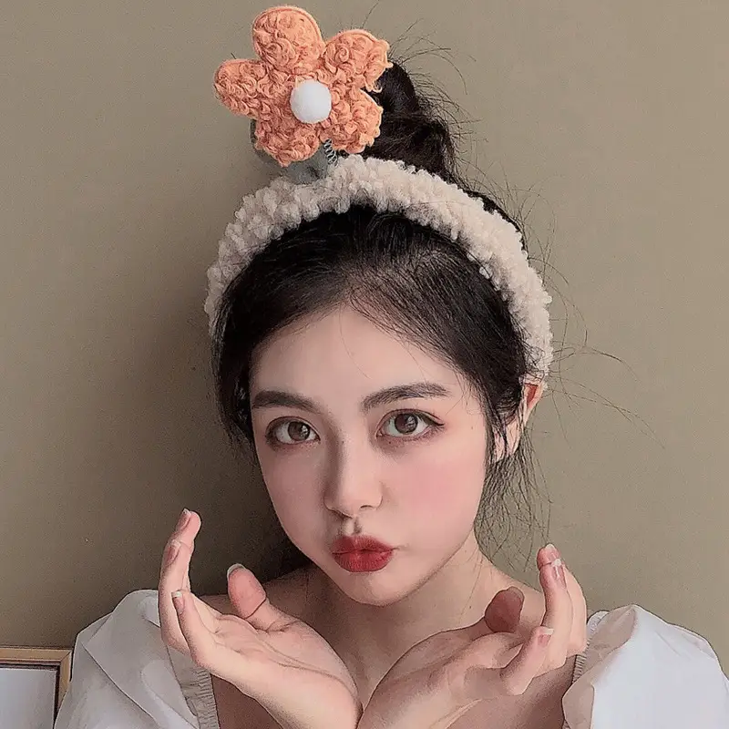 Women's Cute Flower Hair Clip with Fleece Headband - Image 24