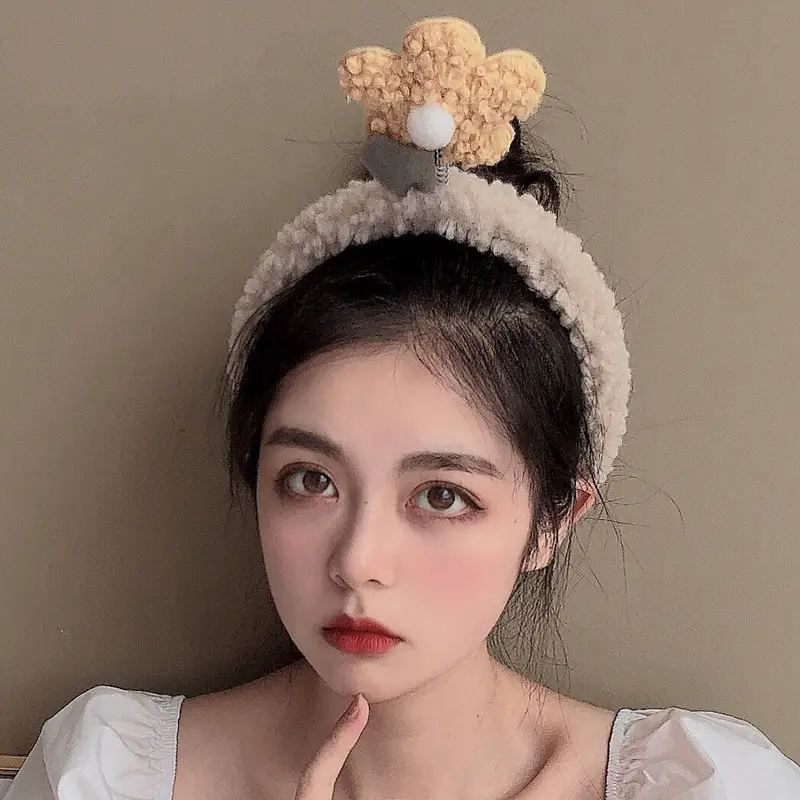 Women's Cute Flower Hair Clip with Fleece Headband - Image 25