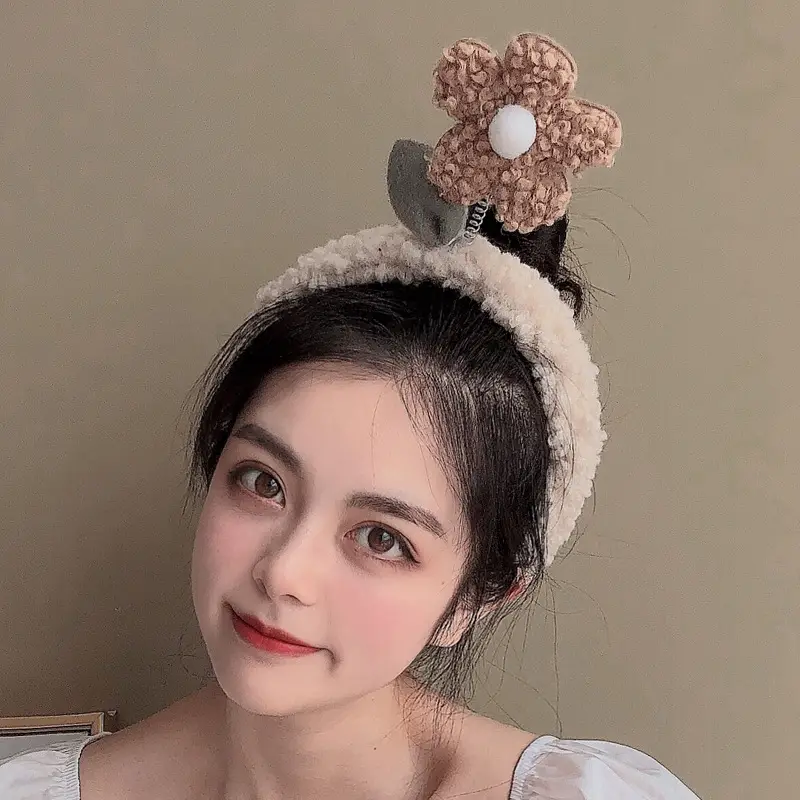 Women's Cute Flower Hair Clip with Fleece Headband - Image 26