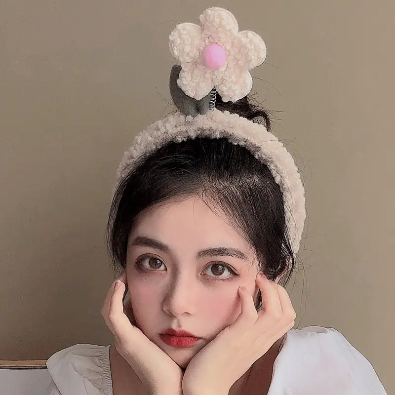 Women's Cute Flower Hair Clip with Fleece Headband - Image 27