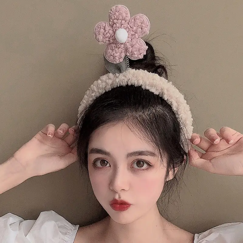 Women's Cute Flower Hair Clip with Fleece Headband - Image 28
