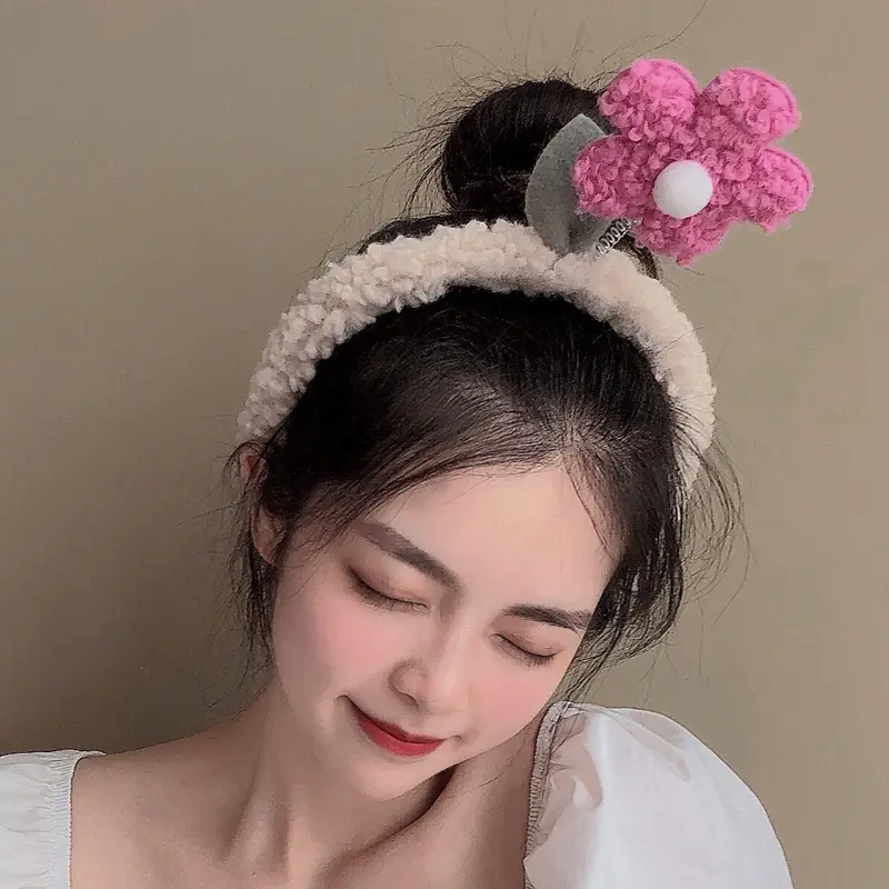 Women's Cute Flower Hair Clip with Fleece Headband - Image 29