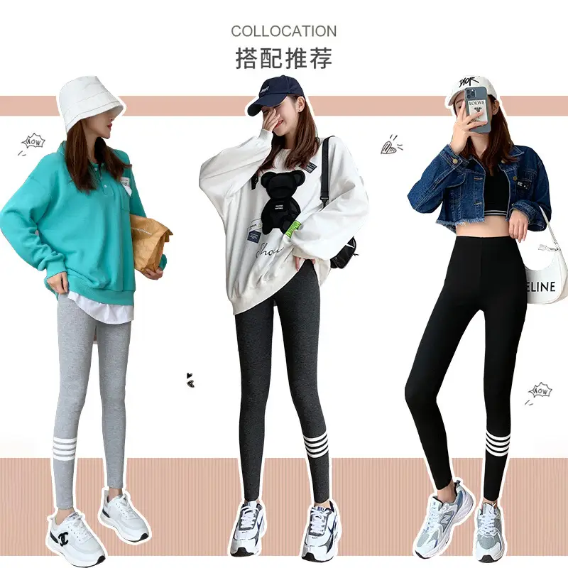 2021 Threaded Leggings Women Grey Hip Lifting Slimming - Image 7