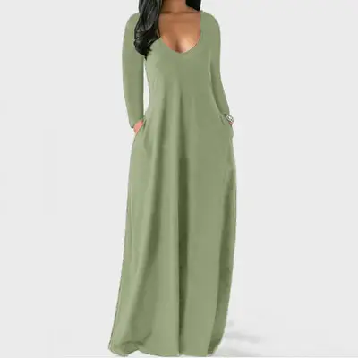 Women's Green Long Sleeve Dress Large Size - Image 7