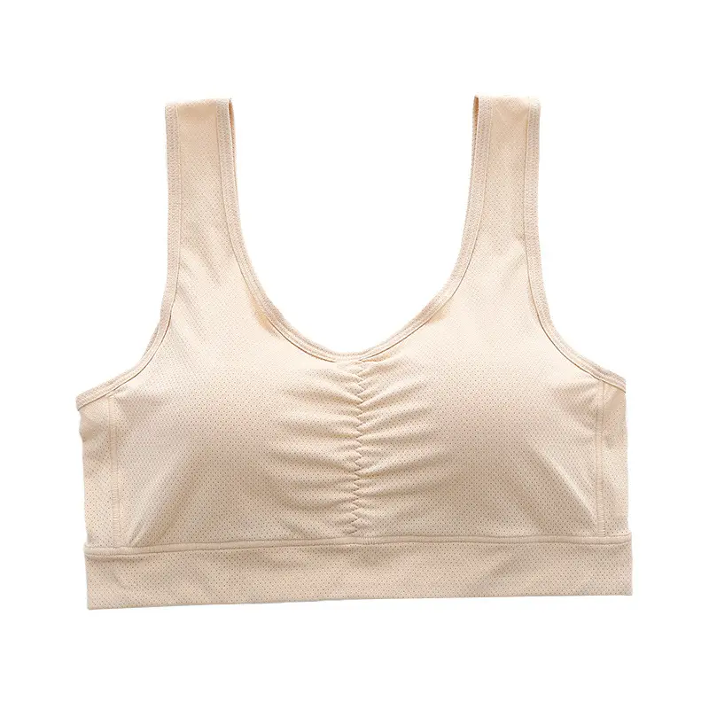 Mom's Underwear Women's Vest-style Middle-aged and Elderly Bra Ice Silk Traceless Push-up Anti-sagging Non-rimmed Bra Thin Large Size