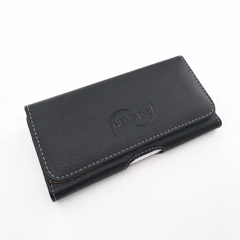 Leather Wallet with Brand Logo, Black, Machine-Wearing Belt