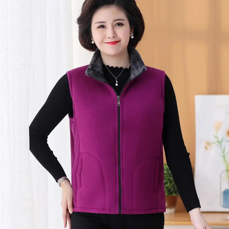 Middle-aged Women Velvet Vest Vest Jacket Winter Fleece Purple - Image 7
