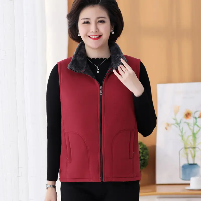 Middle-aged Women Velvet Vest Vest Jacket Winter Fleece Purple - Image 8