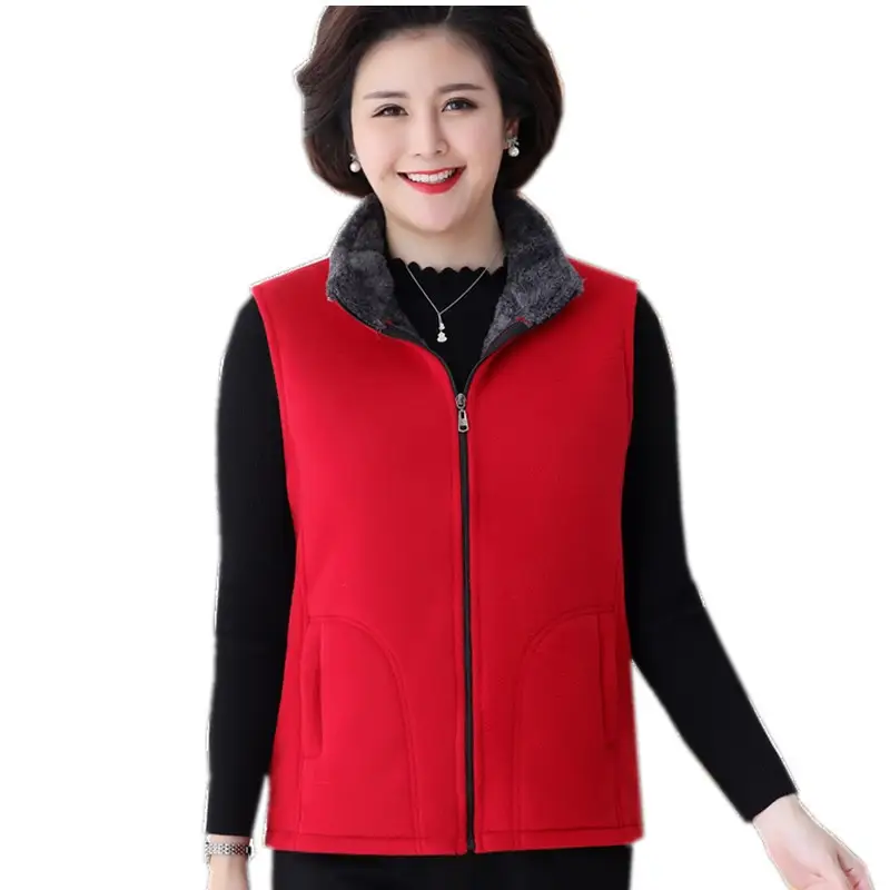 Middle-aged Women Velvet Vest Vest Jacket Winter Fleece Purple - Image 9