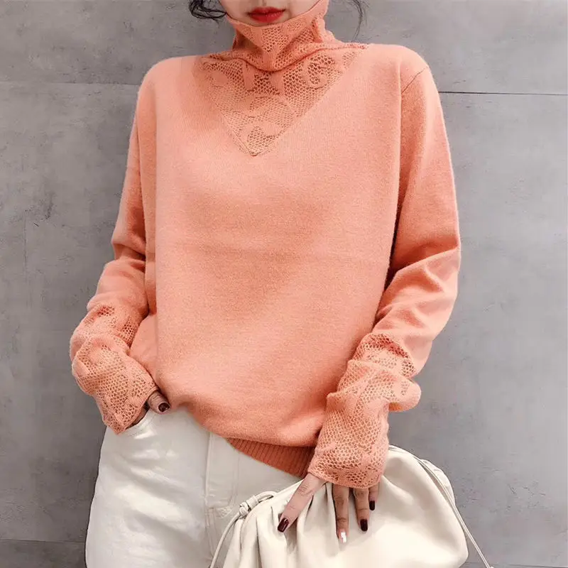 Autumn Winter Turtleneck Knitwear with Lace — feature 3