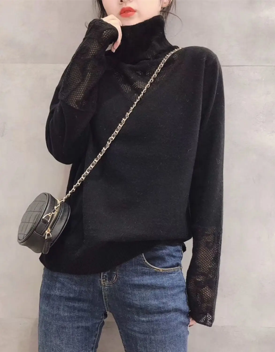 Autumn Winter Turtleneck Knitwear with Lace — feature 5