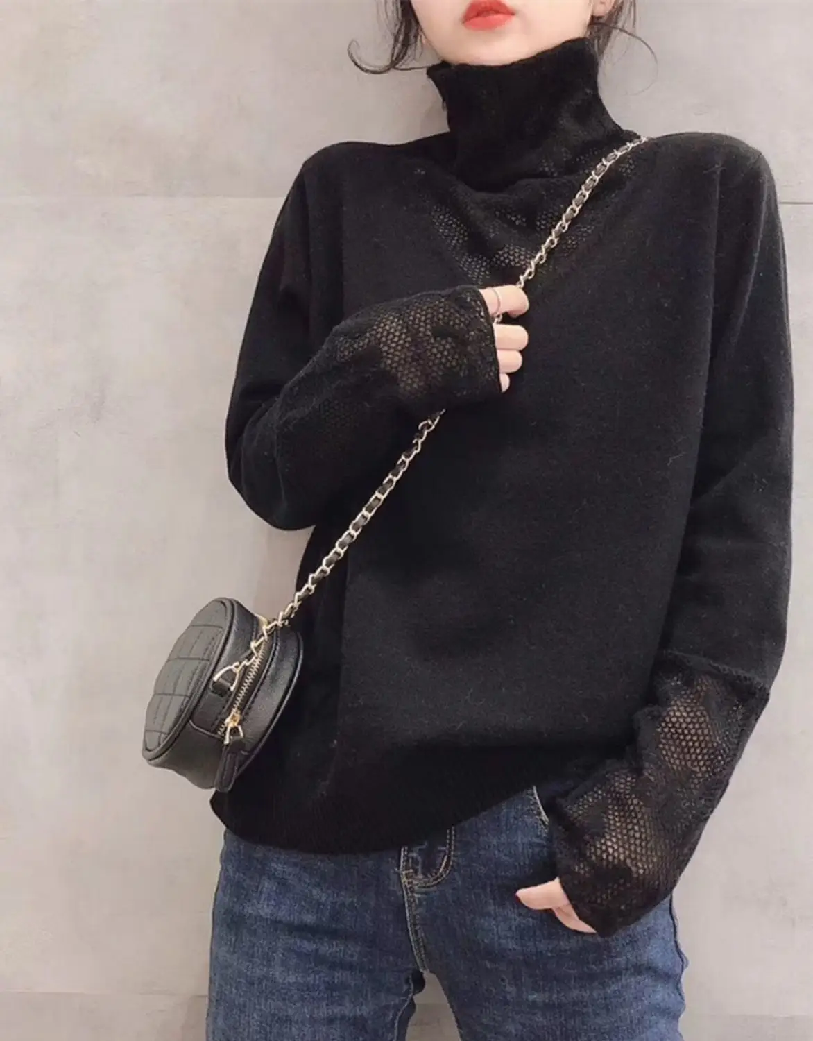 Autumn Winter Turtleneck Knitwear with Lace — feature 6