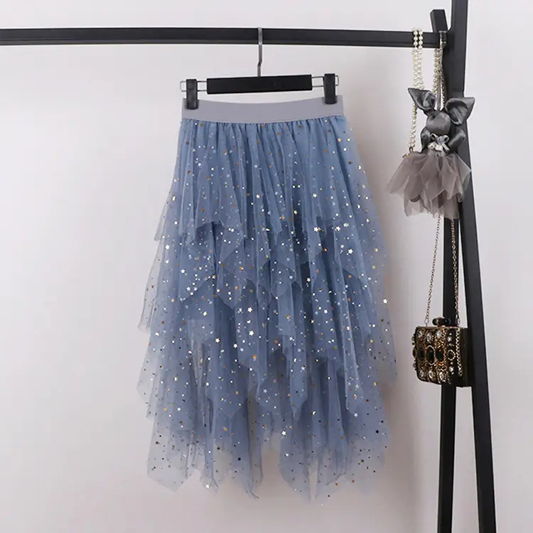 Black Sparkly Sequin Fairy Skirt High Waist Long - Image 51